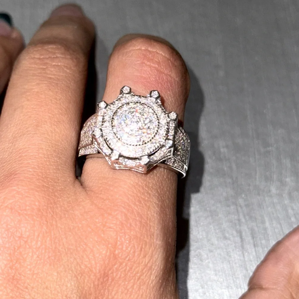 14k gold vermeil Real Moissanite diamond ring for men, 100% passes diamond tests - Picture 1 of 6